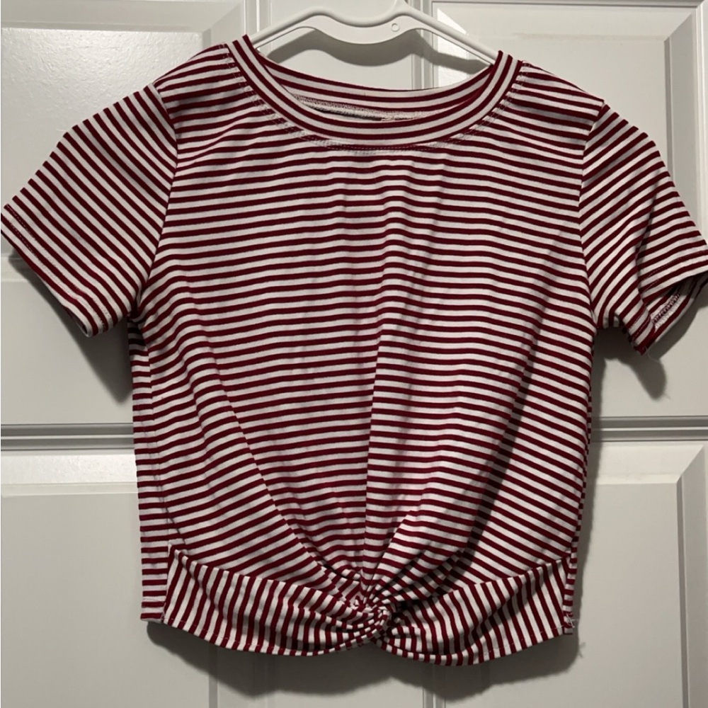 Red and white crop top